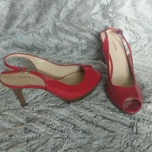 Size 8 Open toe slingback pumps